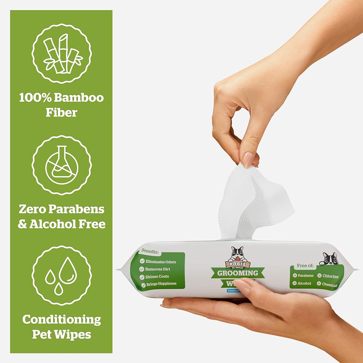 Pogi’s Dog Grooming Wipes – Sensitive Skin, Hydrating & Fragrance-Free (100 Ct)