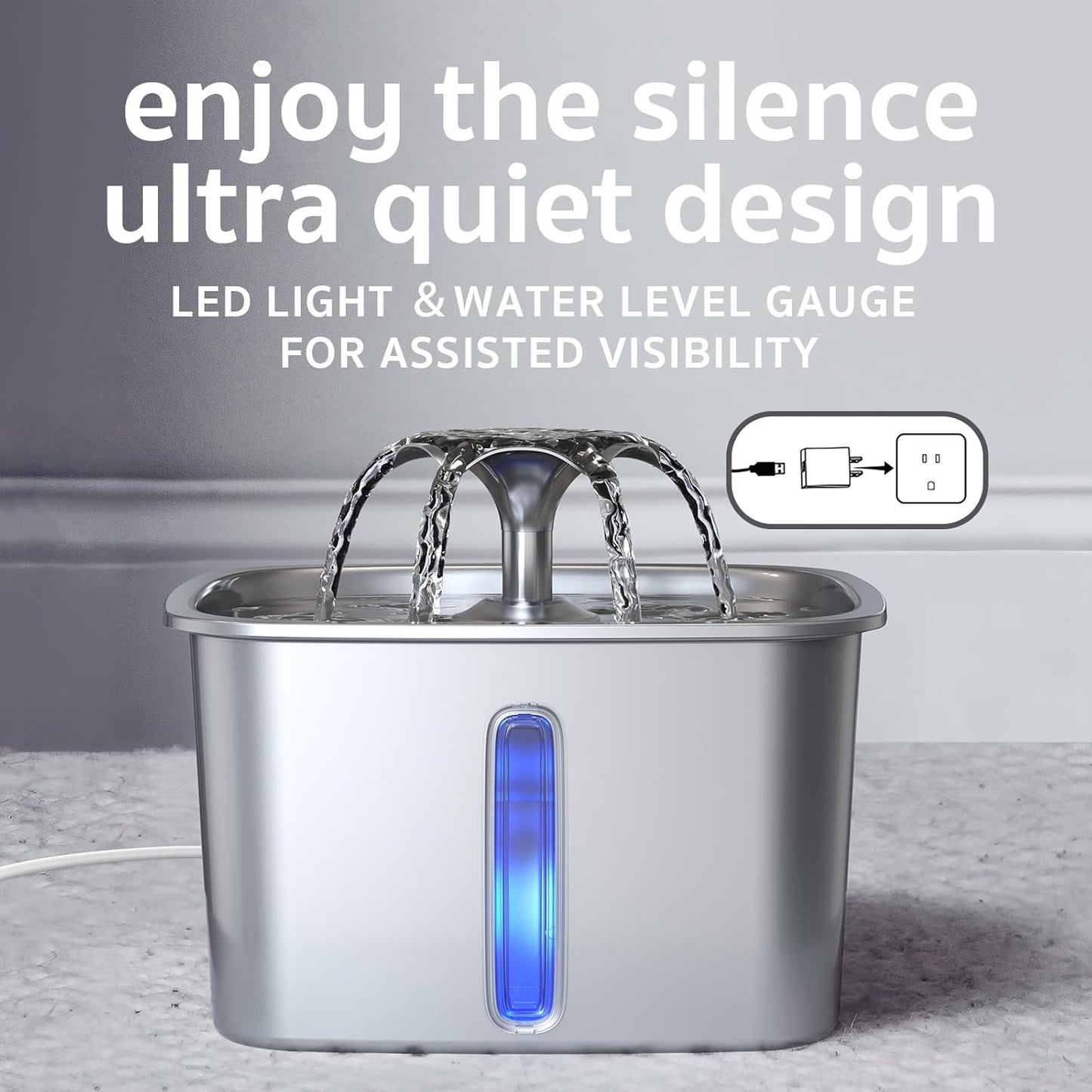 👉 Veken Stainless Steel Cat Water Fountain – 95oz/2.8L Automatic Pet Fountain with Filters & Mat, Award-Winning Design for Cats & Dogs