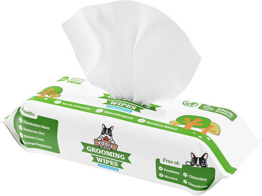 Pogi’s Dog Grooming Wipes – Sensitive Skin, Hydrating & Fragrance-Free (100 Ct)