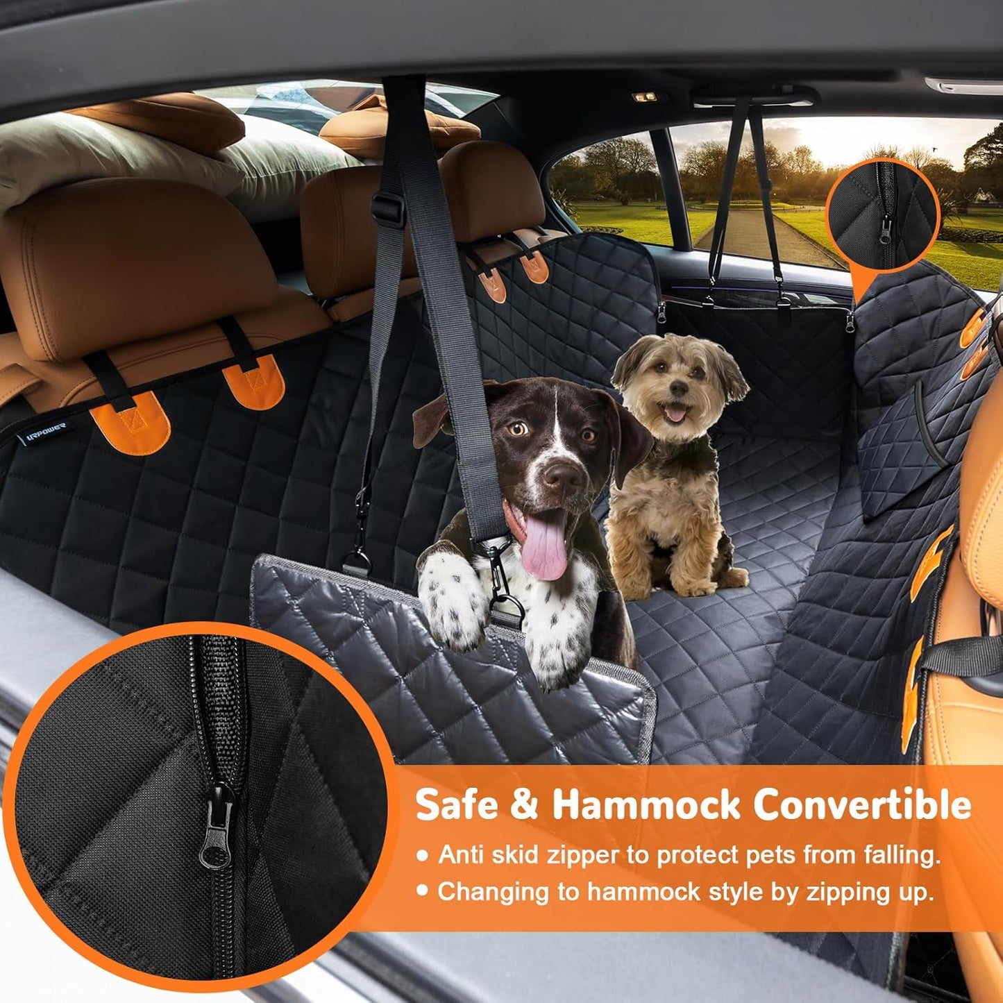 URPOWER Dog Car Seat Cover – 100% Waterproof, Scratch-Proof Hammock for Cars, SUVs & Trucks