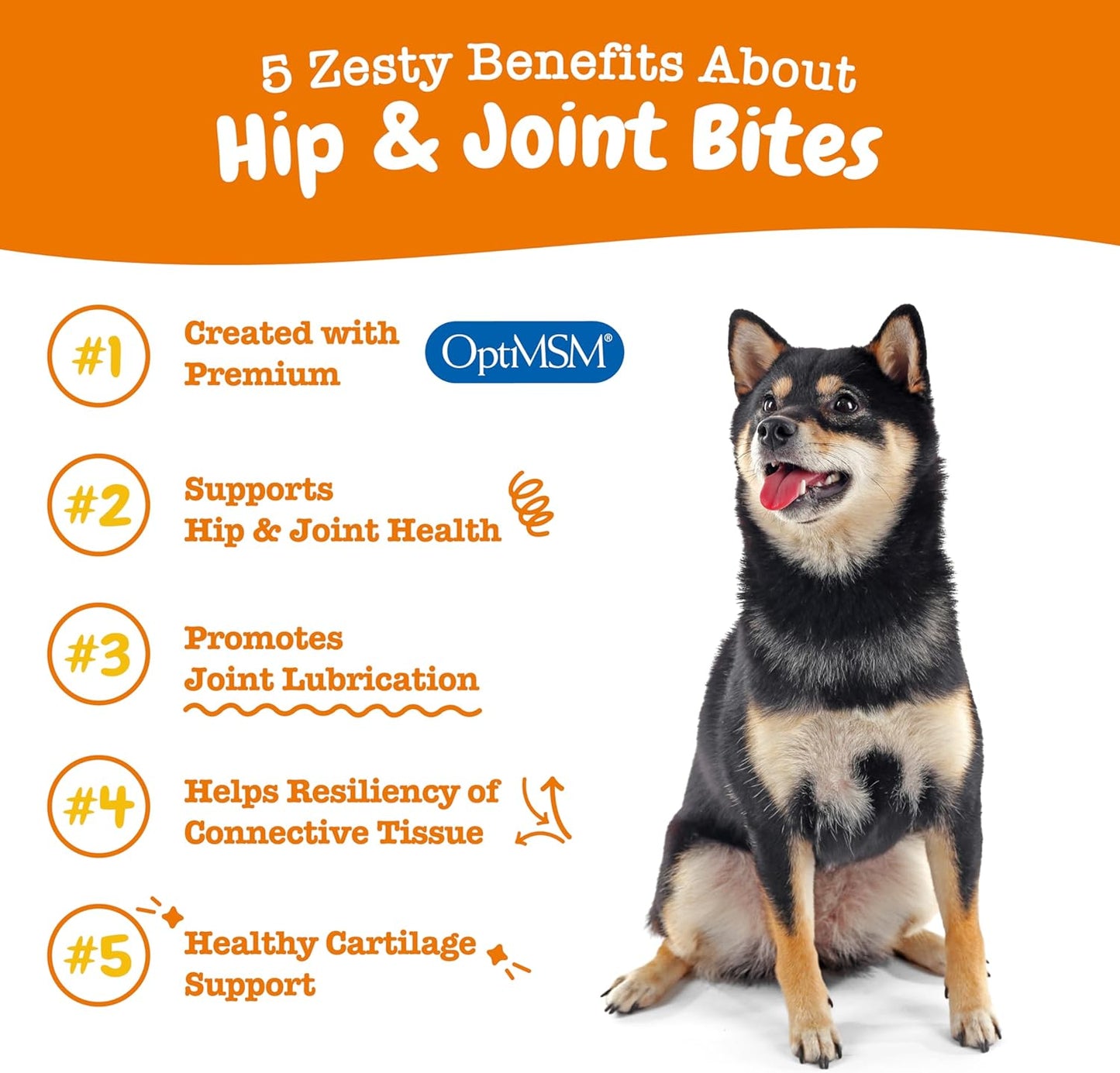 Zesty Paws Hip & Joint Supplement for Dogs – Glucosamine, Chondroitin, MSM & Vitamins, Bacon Flavor, 90 Chews