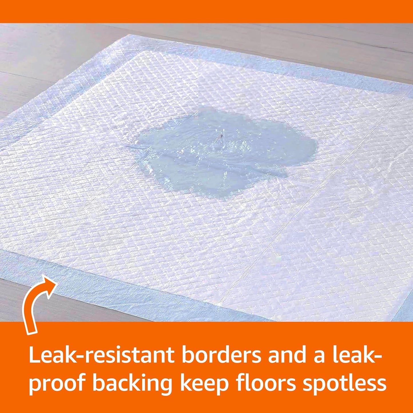 Basics Dog & Puppy Pee Pads – 5-Layer Leak-Proof, Super Absorbent (100 Ct, 22x22")