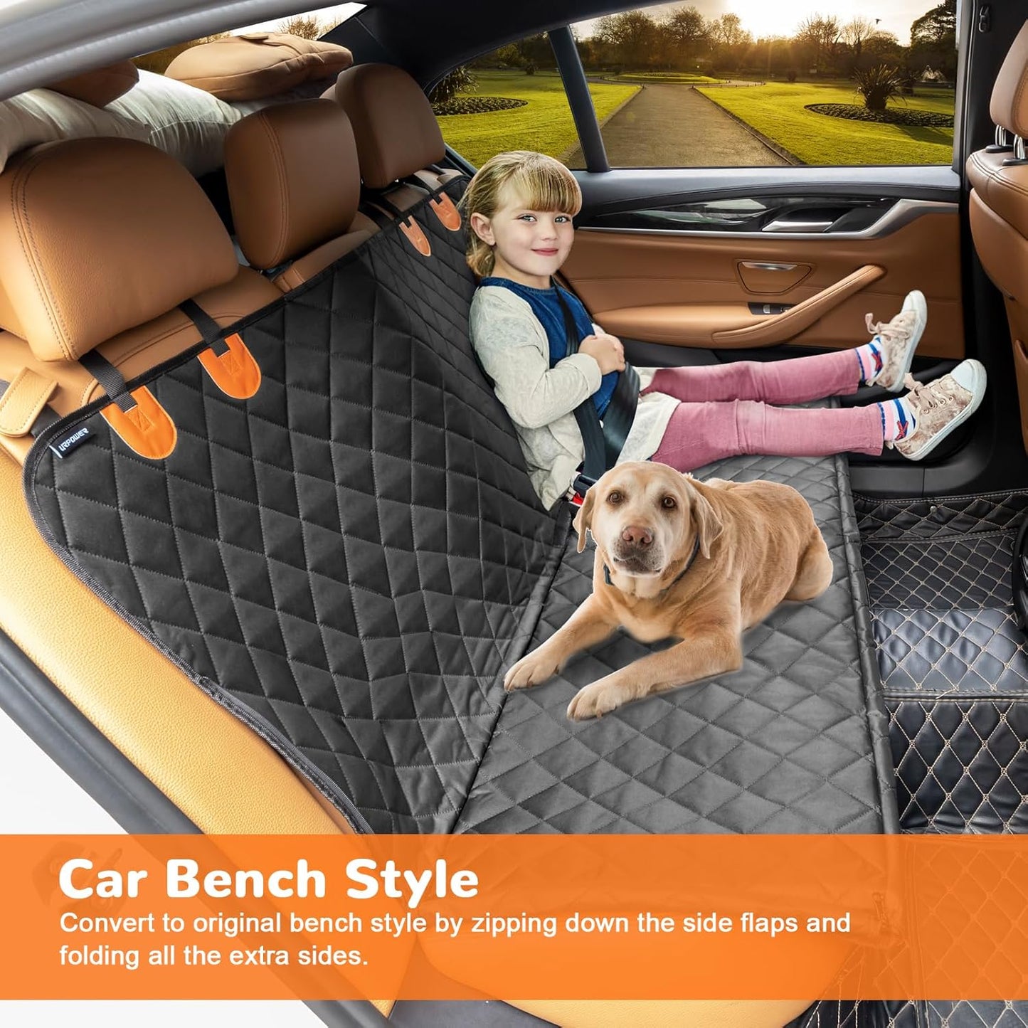 URPOWER Dog Car Seat Cover – 100% Waterproof, Scratch-Proof Hammock for Cars, SUVs & Trucks