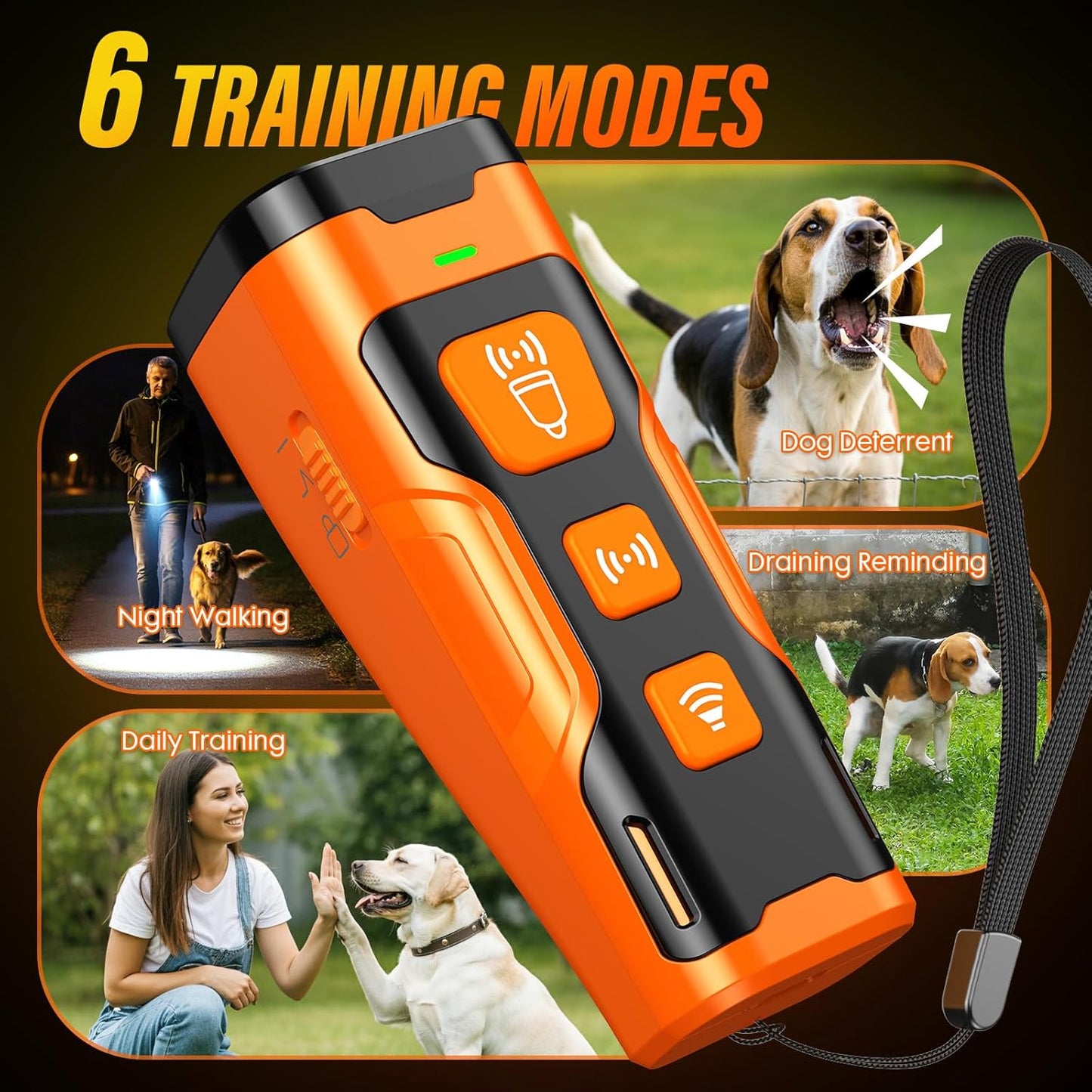 Ultrasonic Dog Bark Control Device – 3X Power, 6 Training Modes, 23FT Range, Safe & Humane, Rechargeable