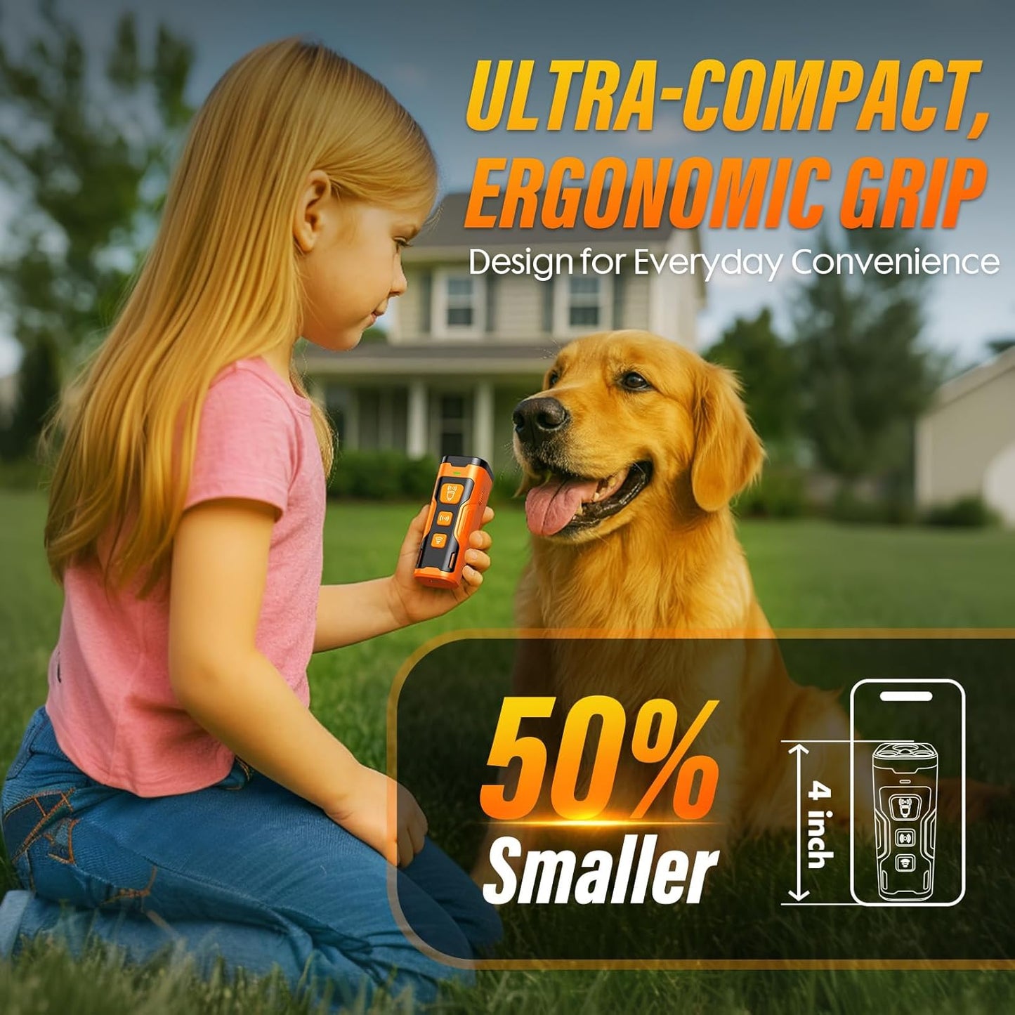 Ultrasonic Dog Bark Control Device – 3X Power, 6 Training Modes, 23FT Range, Safe & Humane, Rechargeable